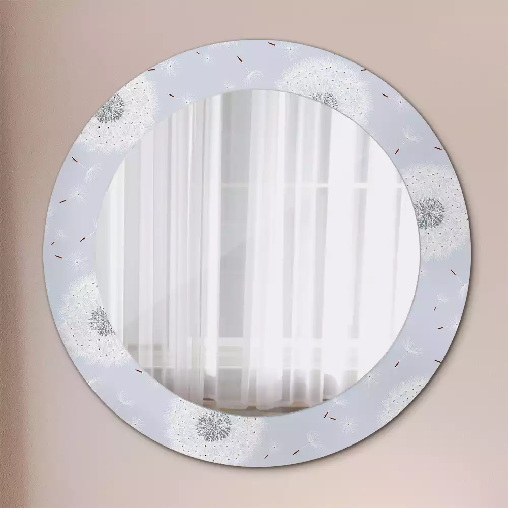 Miroir rond avec décoration Pissenlits