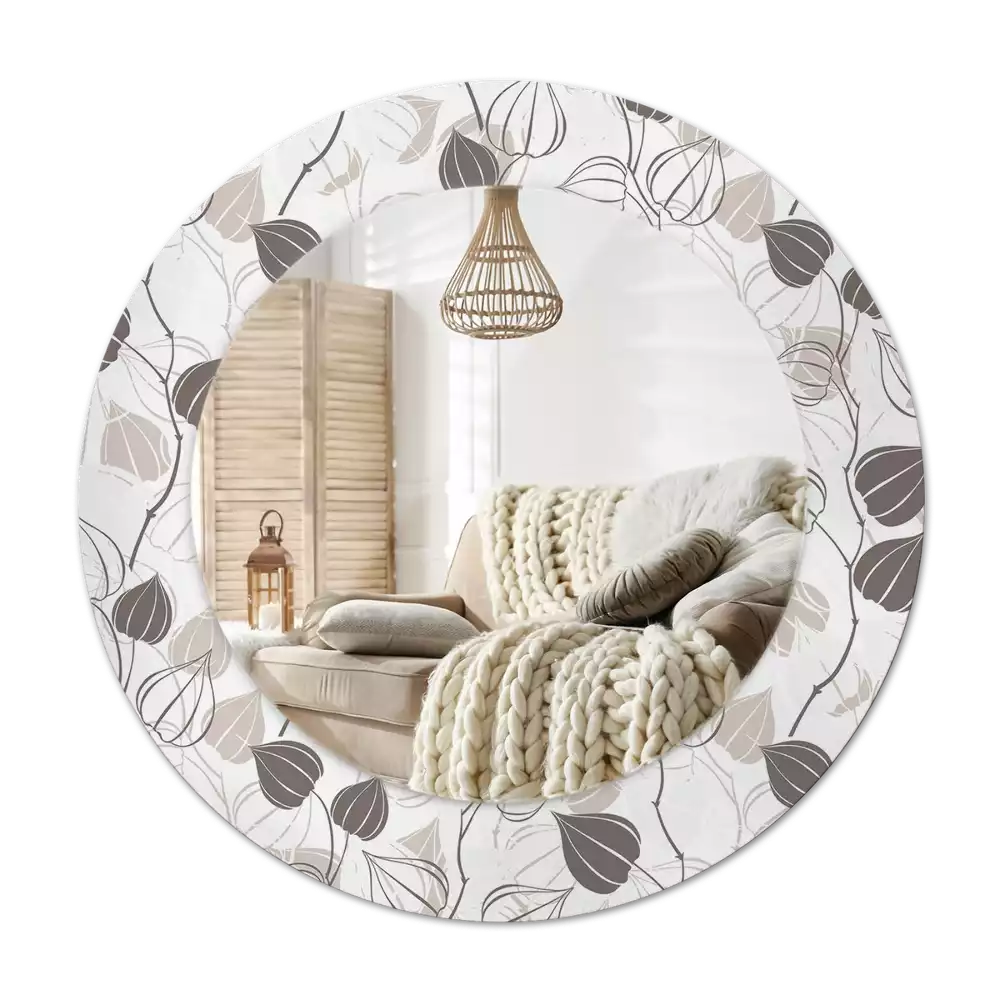 Miroir rond avec décoration Fleurs abstraites