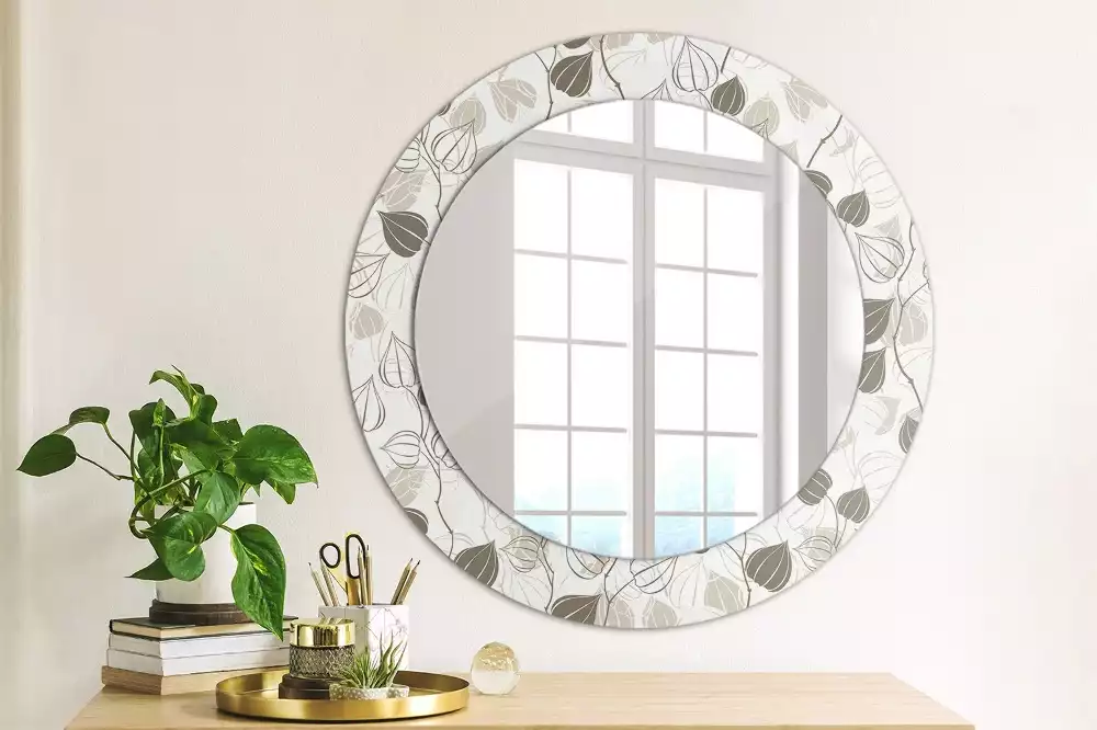 Miroir rond avec décoration Fleurs abstraites