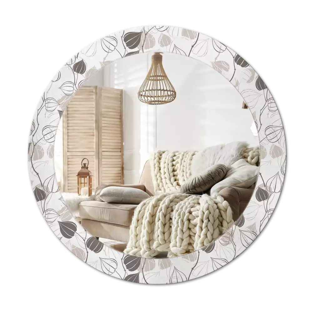 Miroir rond avec décoration Fleurs abstraites