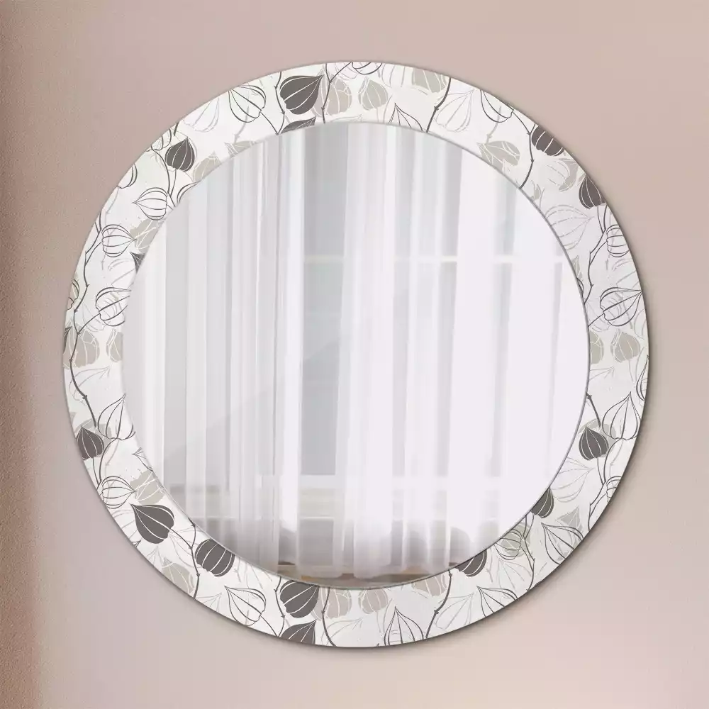 Miroir rond avec décoration Fleurs abstraites
