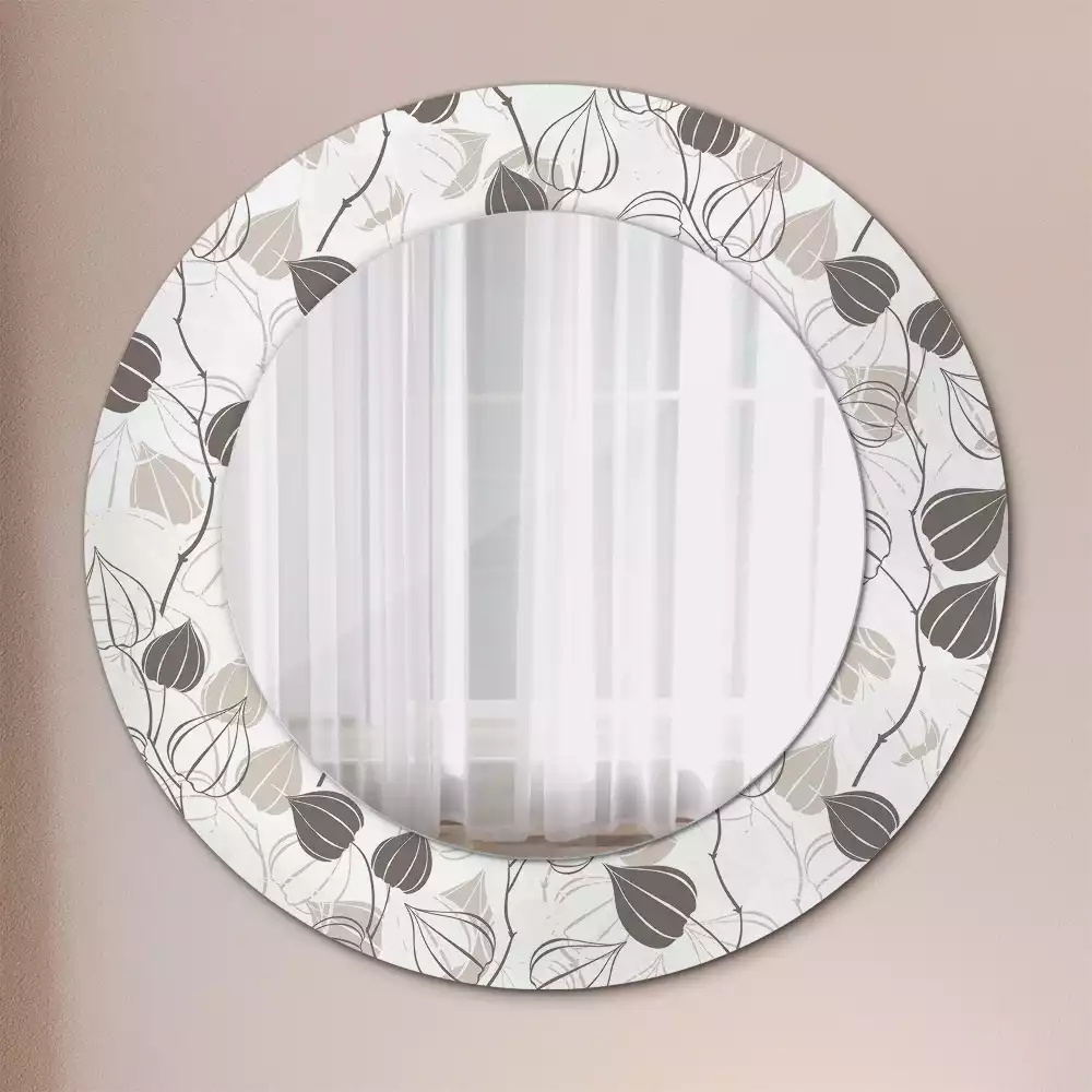 Miroir rond avec décoration Fleurs abstraites