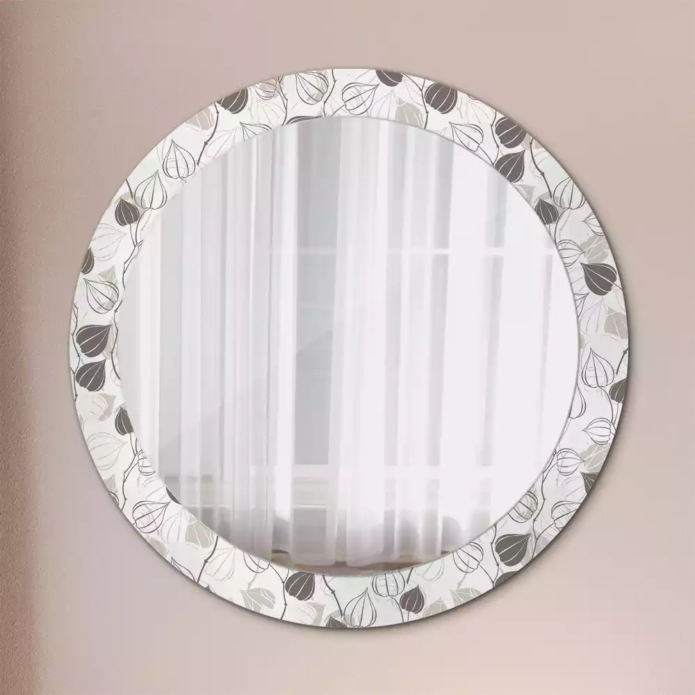 Miroir rond avec décoration Fleurs abstraites