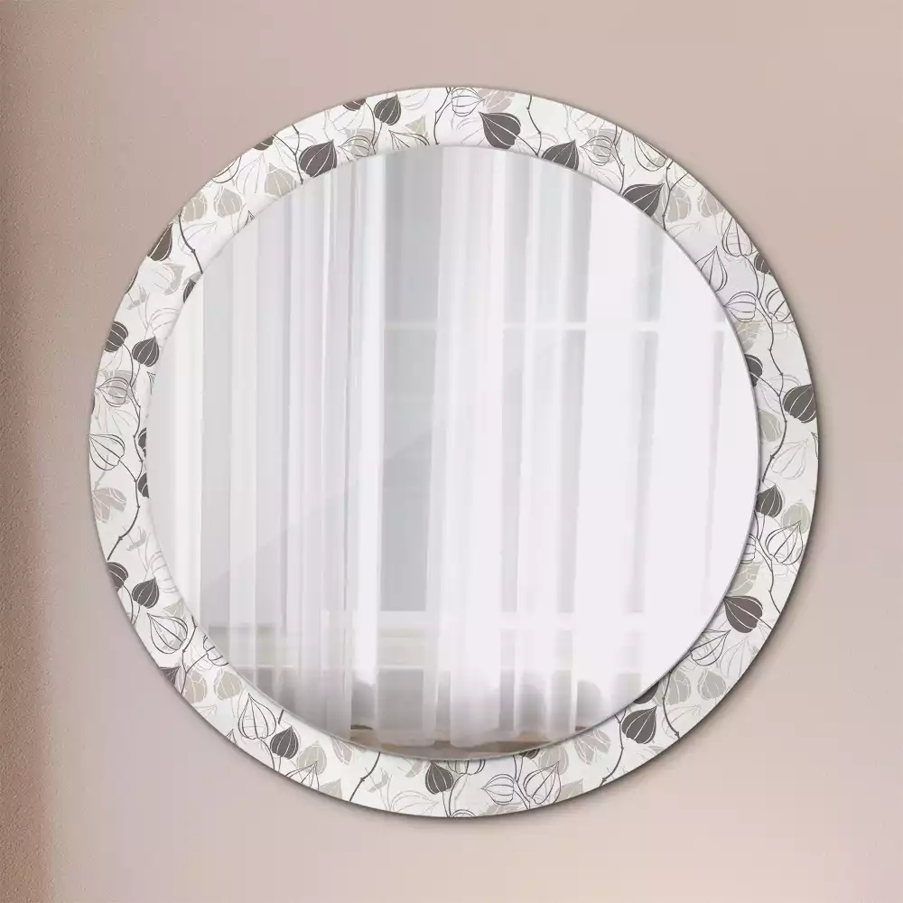 Miroir rond avec décoration Fleurs abstraites