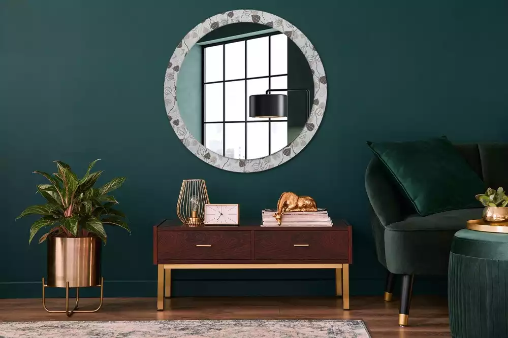 Miroir rond avec décoration Fleurs abstraites