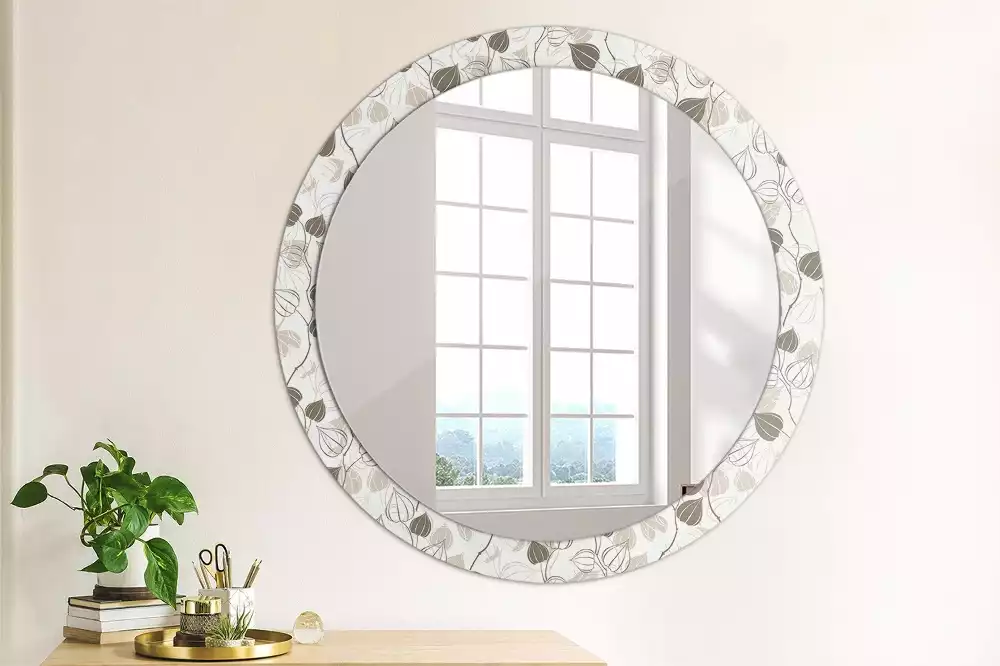 Miroir rond avec décoration Fleurs abstraites