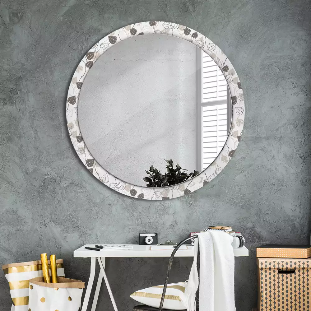 Miroir rond avec décoration Fleurs abstraites