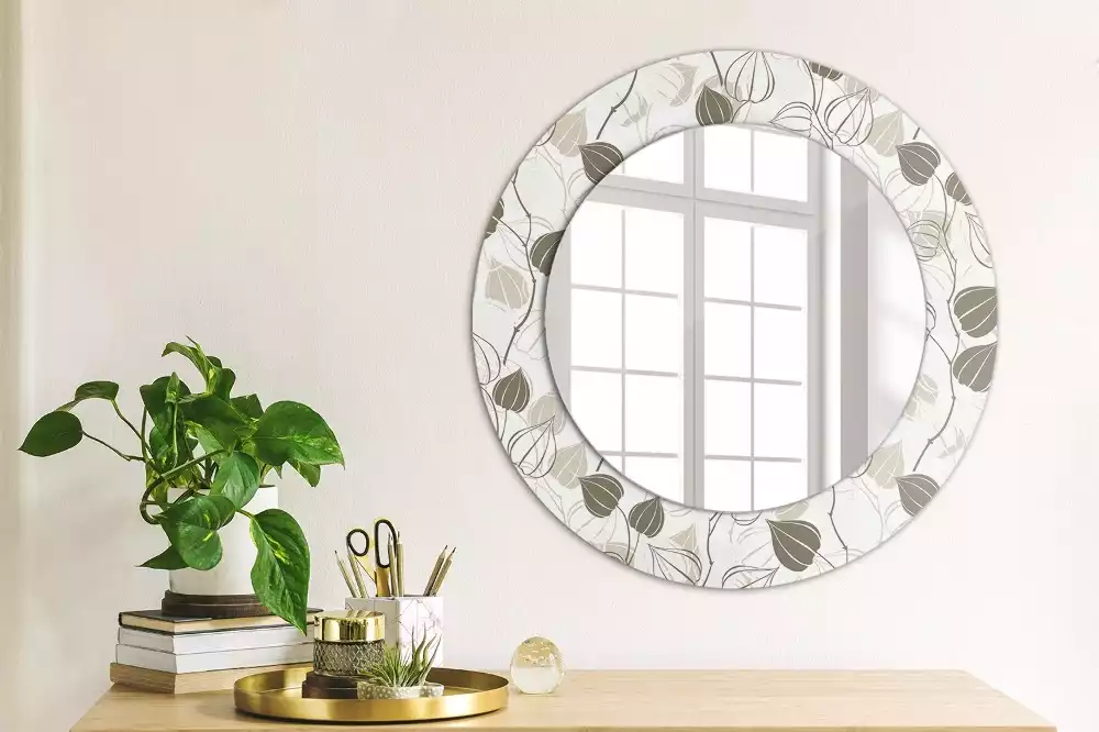 Miroir rond avec décoration Fleurs abstraites