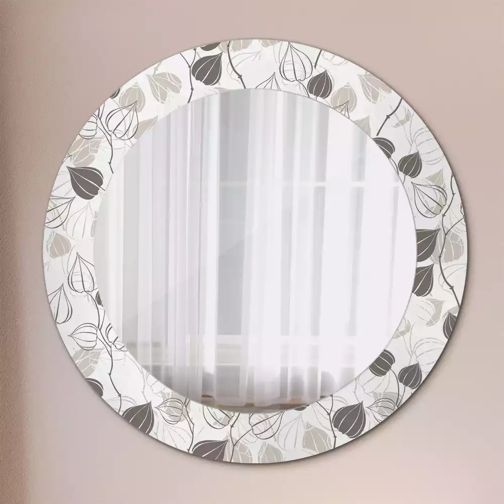 Miroir rond avec décoration Fleurs abstraites