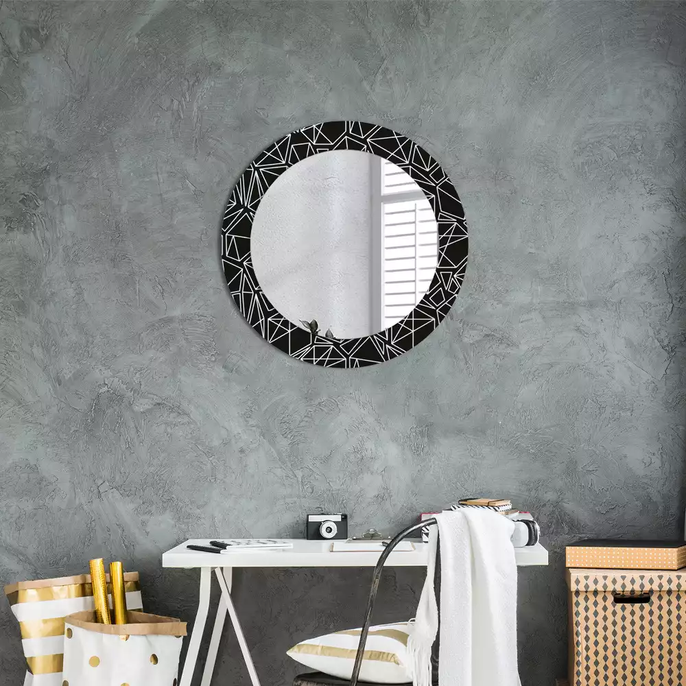 Miroir rond cadre avec impression Motif géométrique