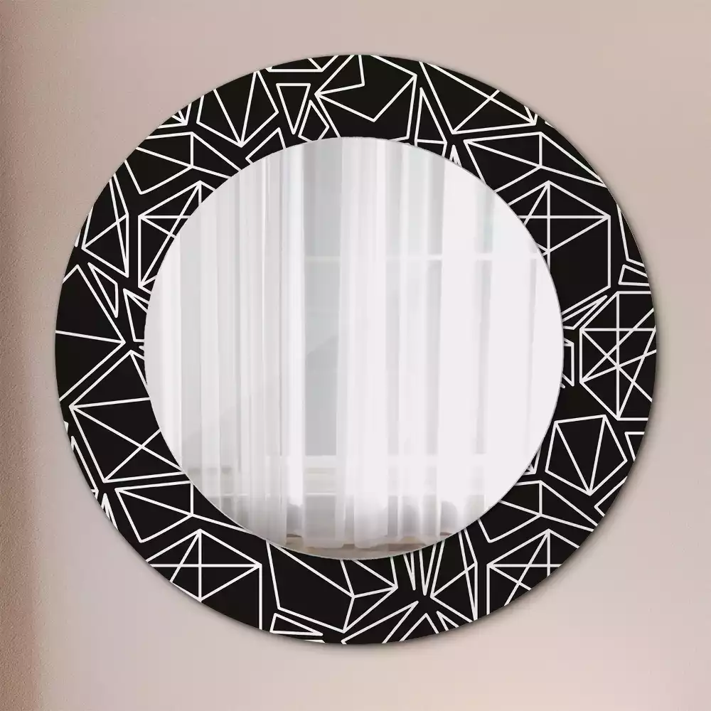 Miroir rond cadre avec impression Motif géométrique
