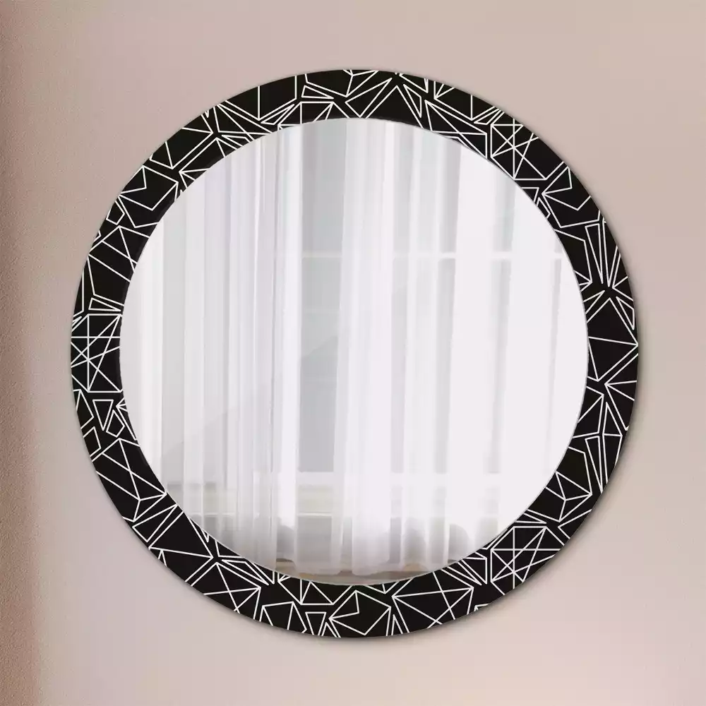Miroir rond cadre avec impression Motif géométrique