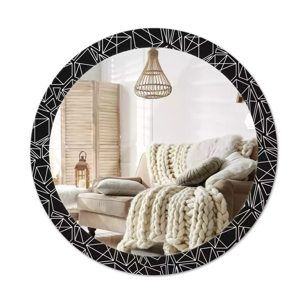 Miroir rond cadre avec impression Motif géométrique