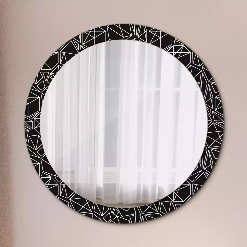 Miroir rond cadre avec impression Motif géométrique