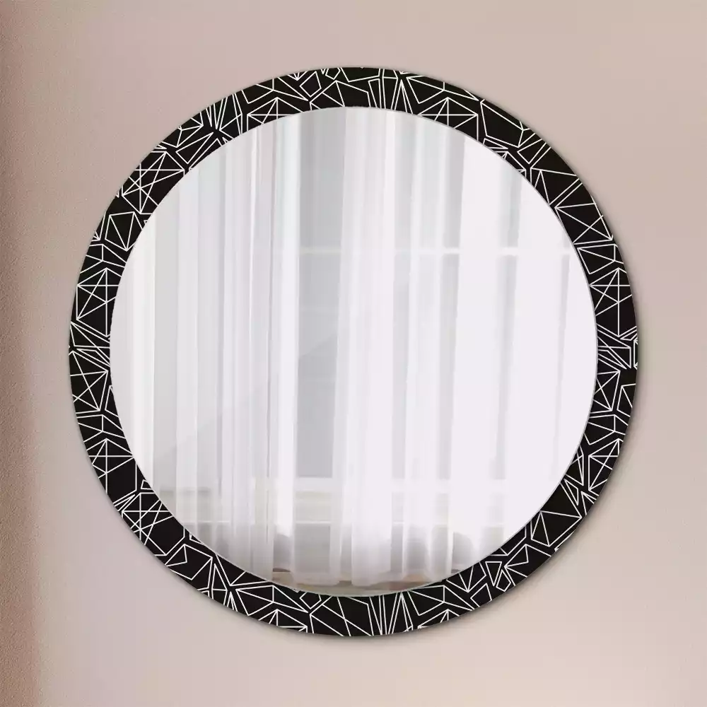 Miroir rond cadre avec impression Motif géométrique