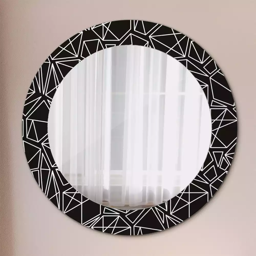 Miroir rond cadre avec impression Motif géométrique