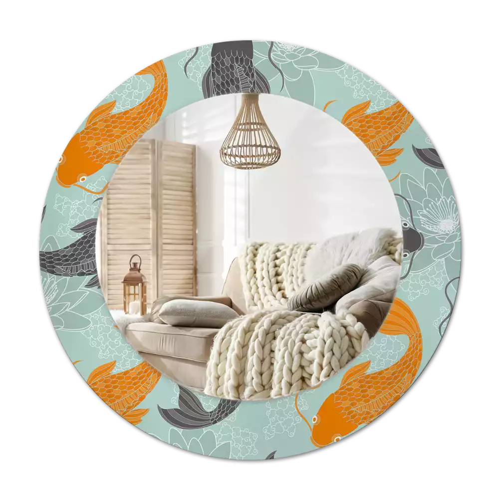 Miroir rond avec décoration Carpe koï