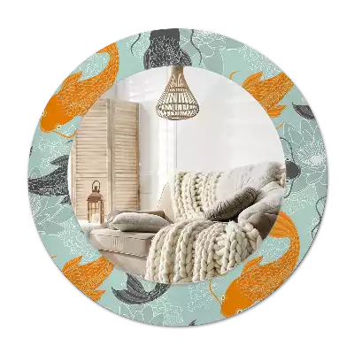 Miroir rond avec décoration Carpe koï