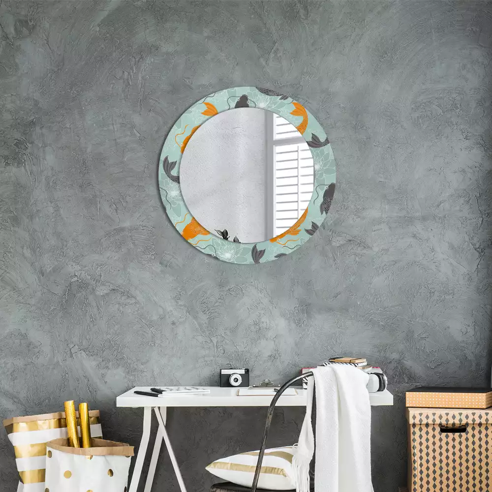 Miroir rond avec décoration Carpe koï