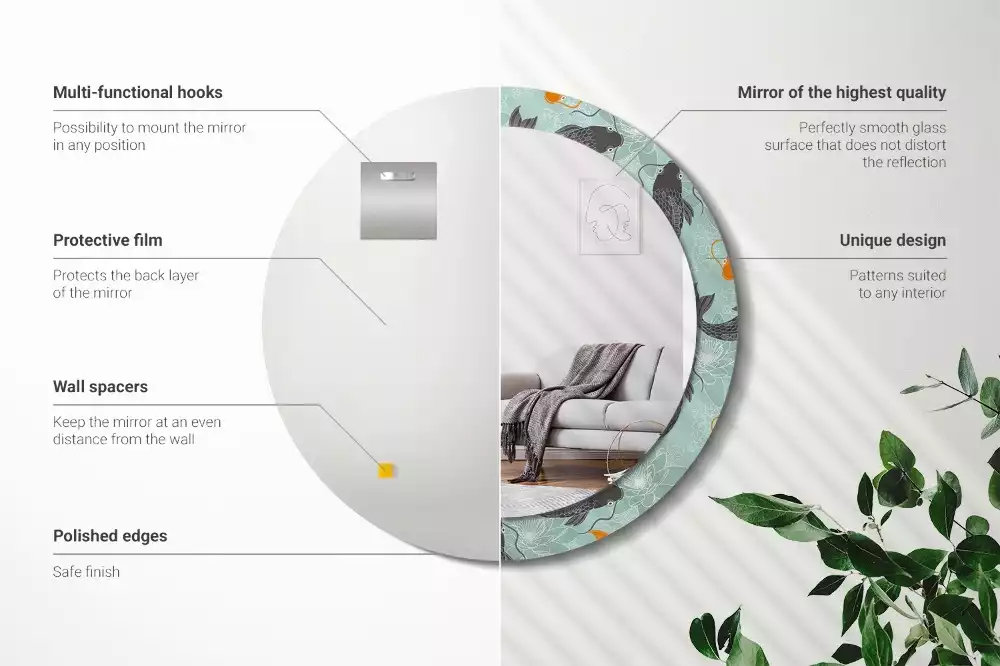 Miroir rond avec décoration Carpe koï