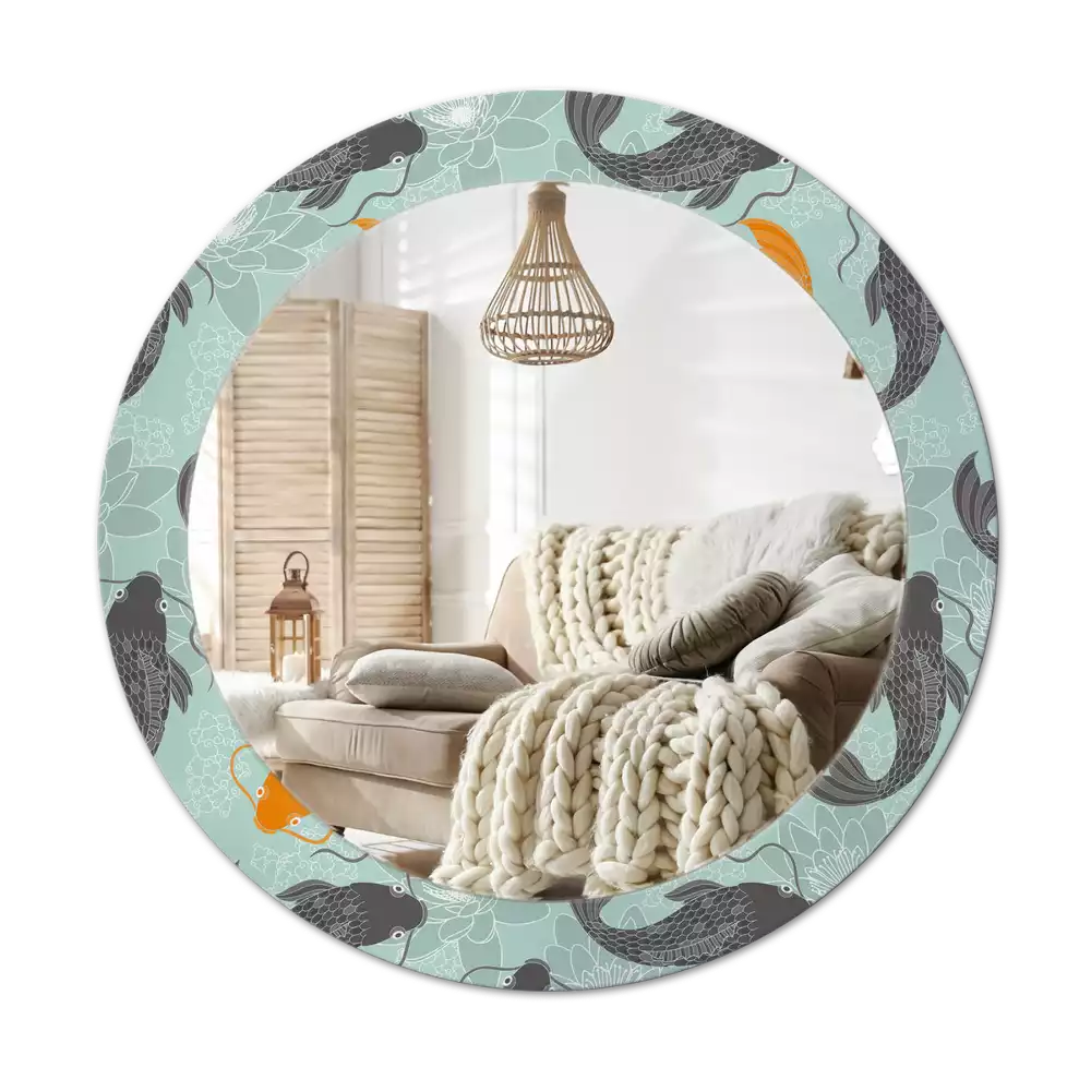 Miroir rond avec décoration Carpe koï
