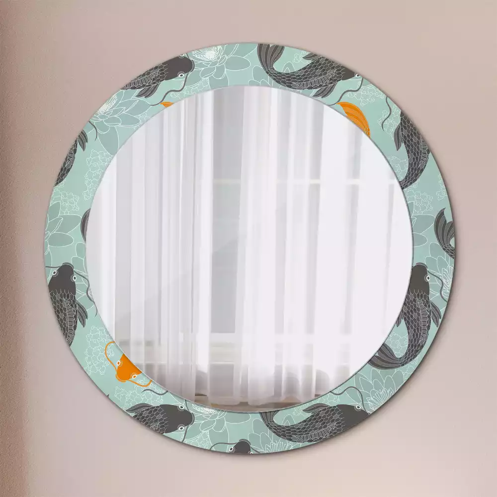 Miroir rond avec décoration Carpe koï