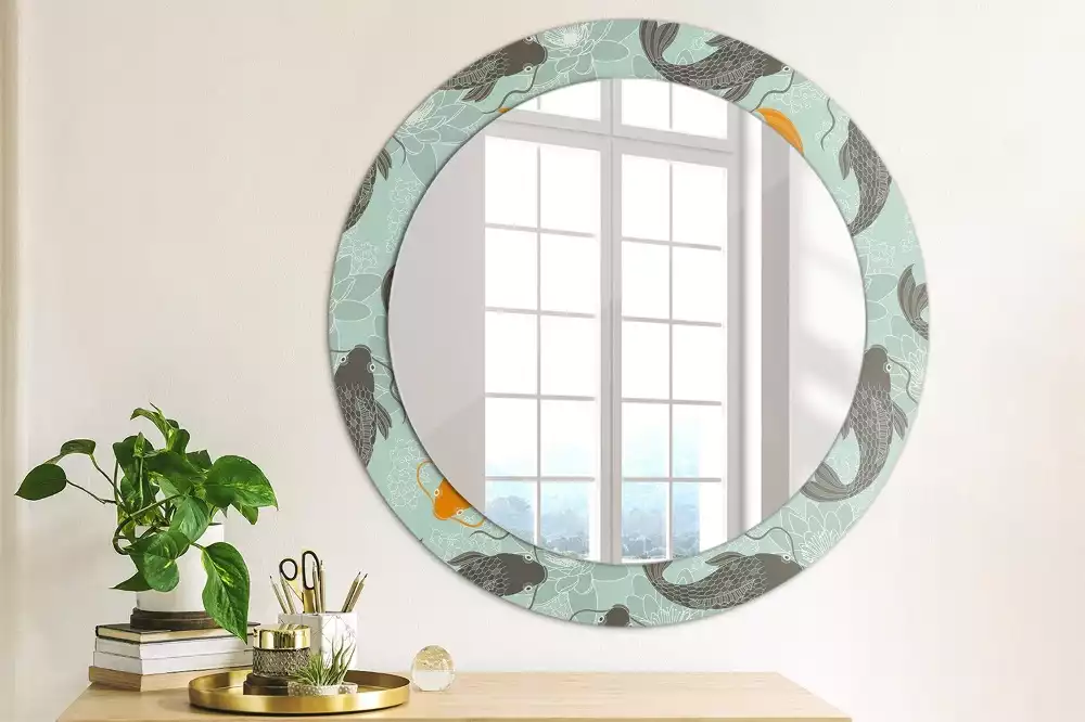 Miroir rond avec décoration Carpe koï