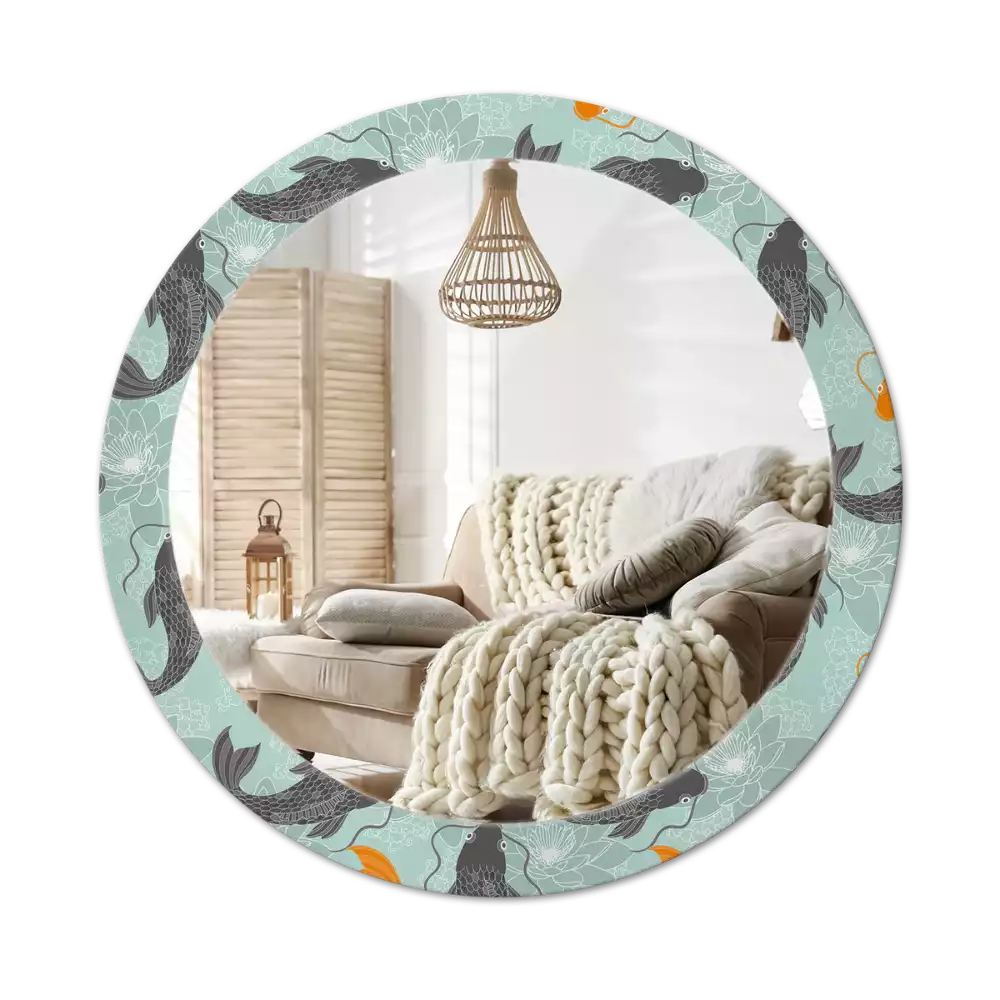 Miroir rond avec décoration Carpe koï