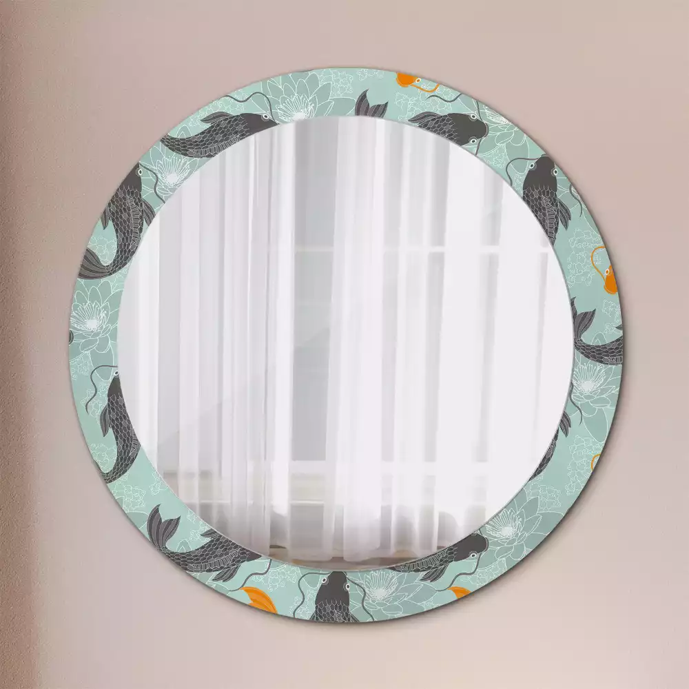 Miroir rond avec décoration Carpe koï