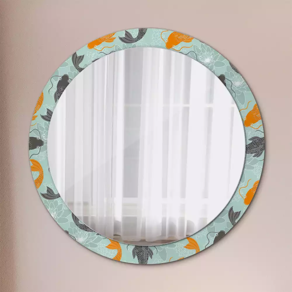 Miroir rond avec décoration Carpe koï