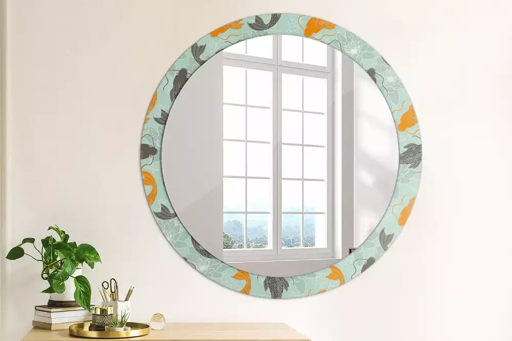 Miroir rond avec décoration Carpe koï