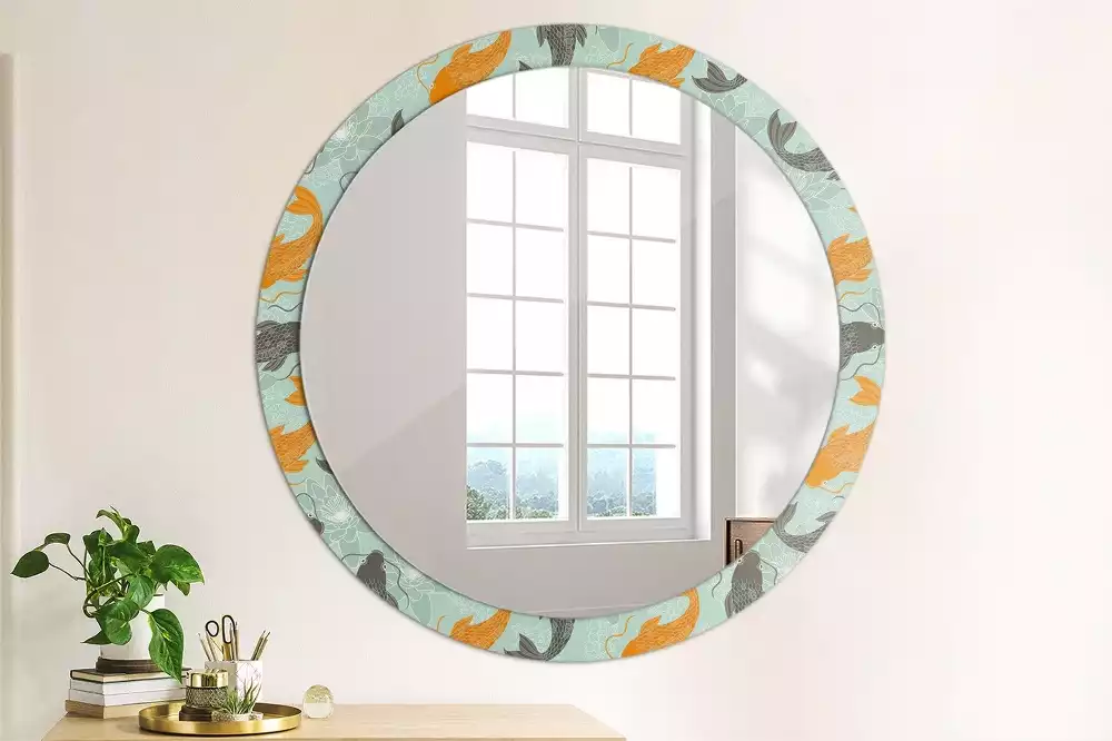 Miroir rond avec décoration Carpe koï