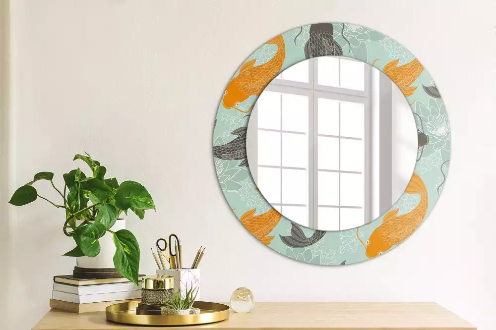 Miroir rond avec décoration Carpe koï