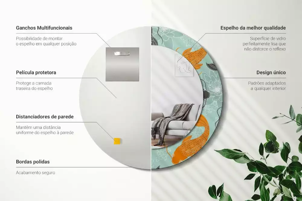 Miroir rond avec décoration Carpe koï