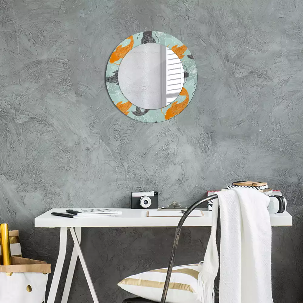 Miroir rond avec décoration Carpe koï