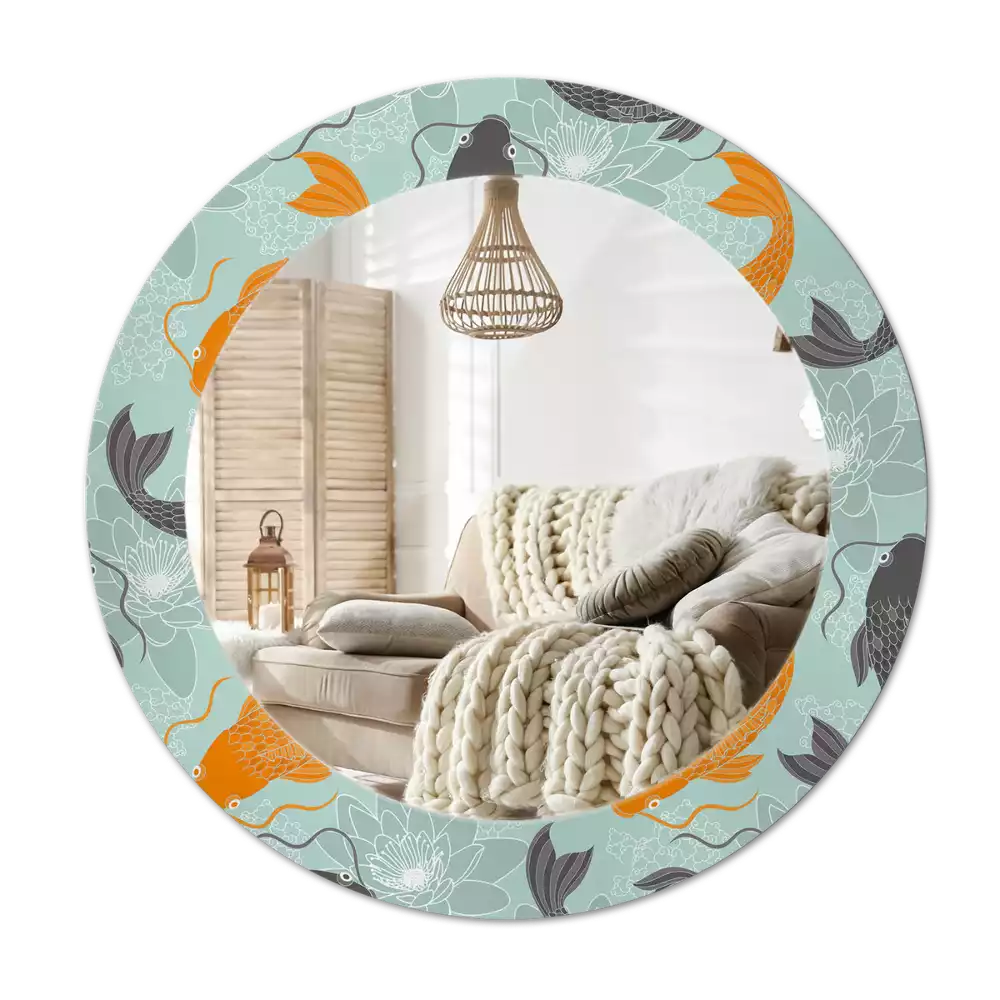 Miroir rond avec décoration Carpe koï