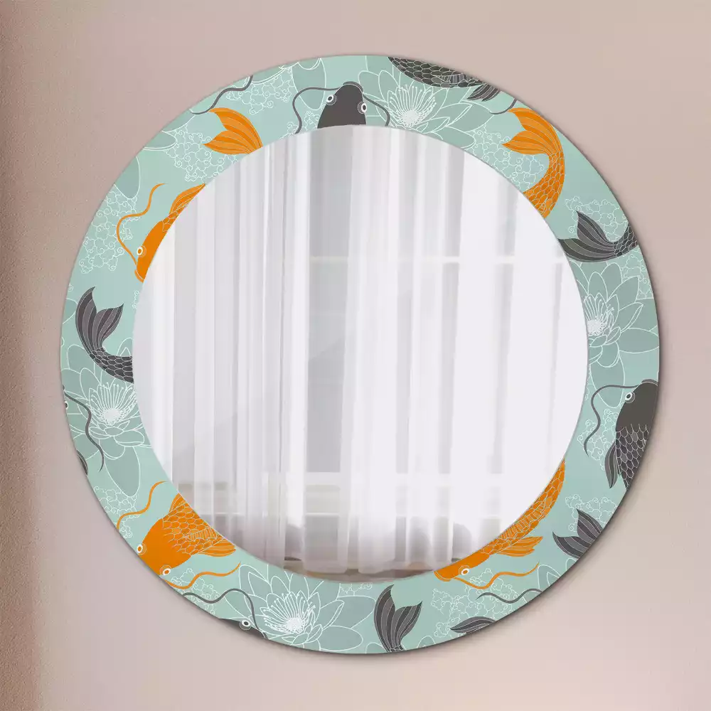 Miroir rond avec décoration Carpe koï