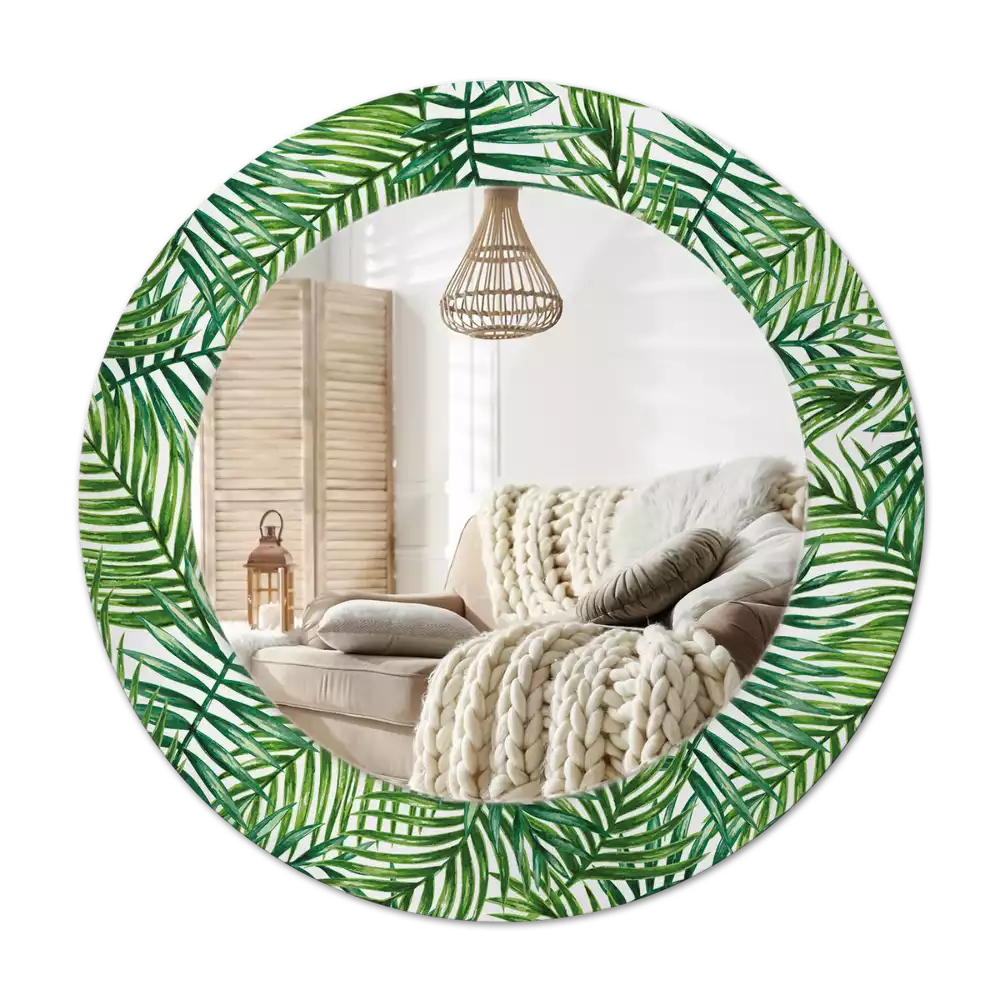 Miroir rond imprimé Palmier tropical