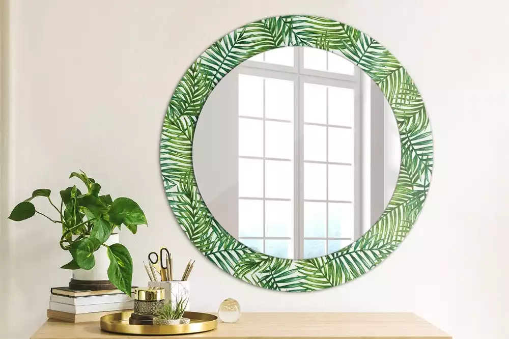 Miroir rond imprimé Palmier tropical