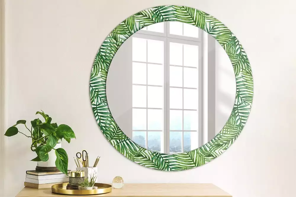 Miroir rond imprimé Palmier tropical