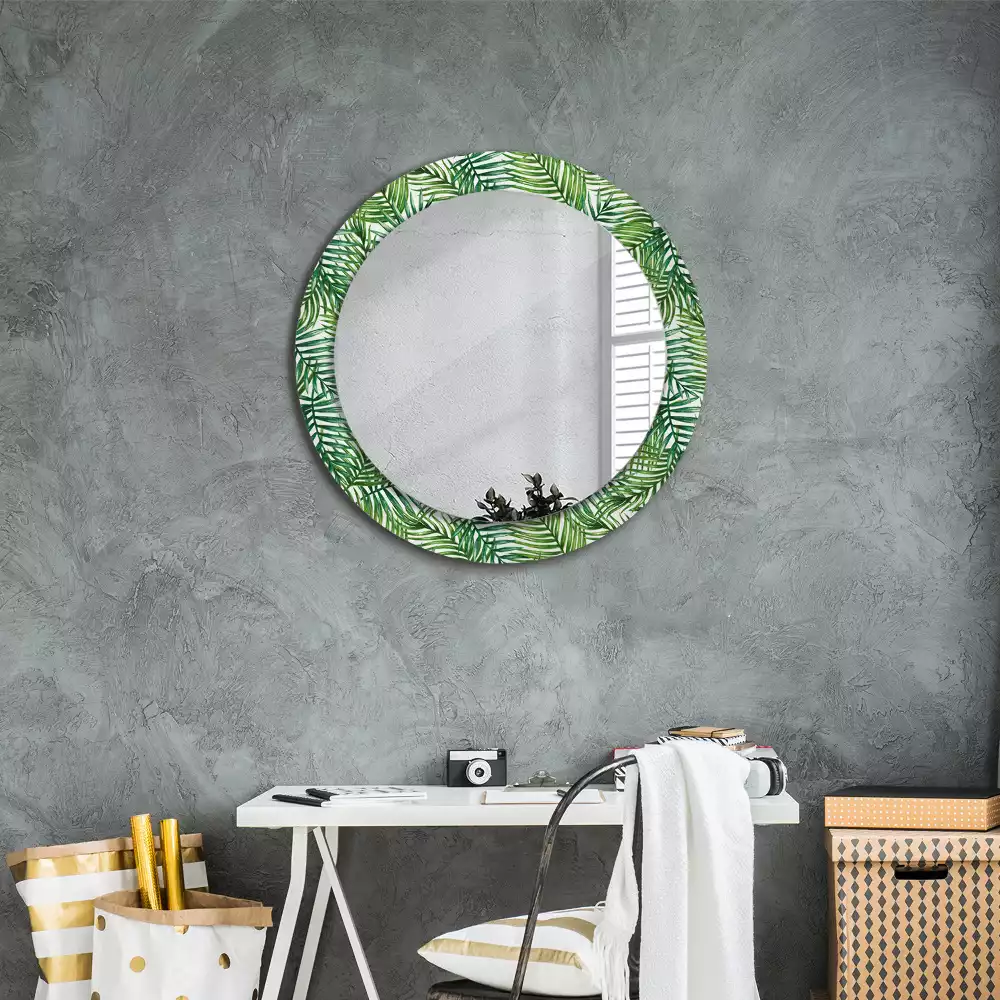 Miroir rond imprimé Palmier tropical