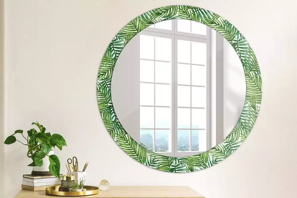 Miroir rond imprimé Palmier tropical