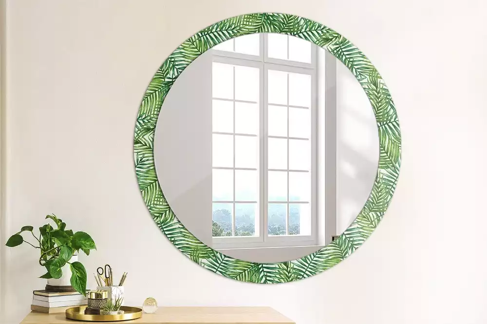 Miroir rond imprimé Palmier tropical
