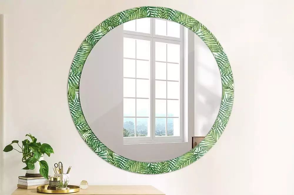 Miroir rond imprimé Palmier tropical