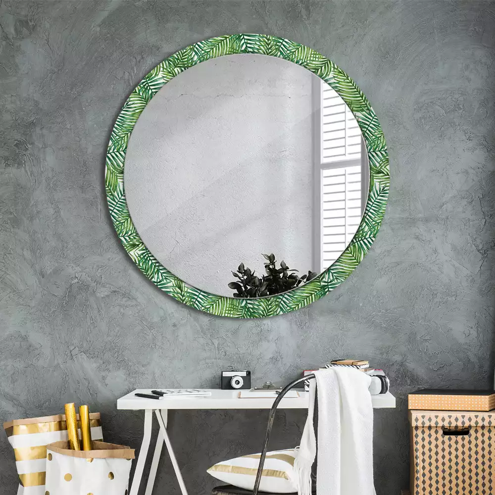 Miroir rond imprimé Palmier tropical