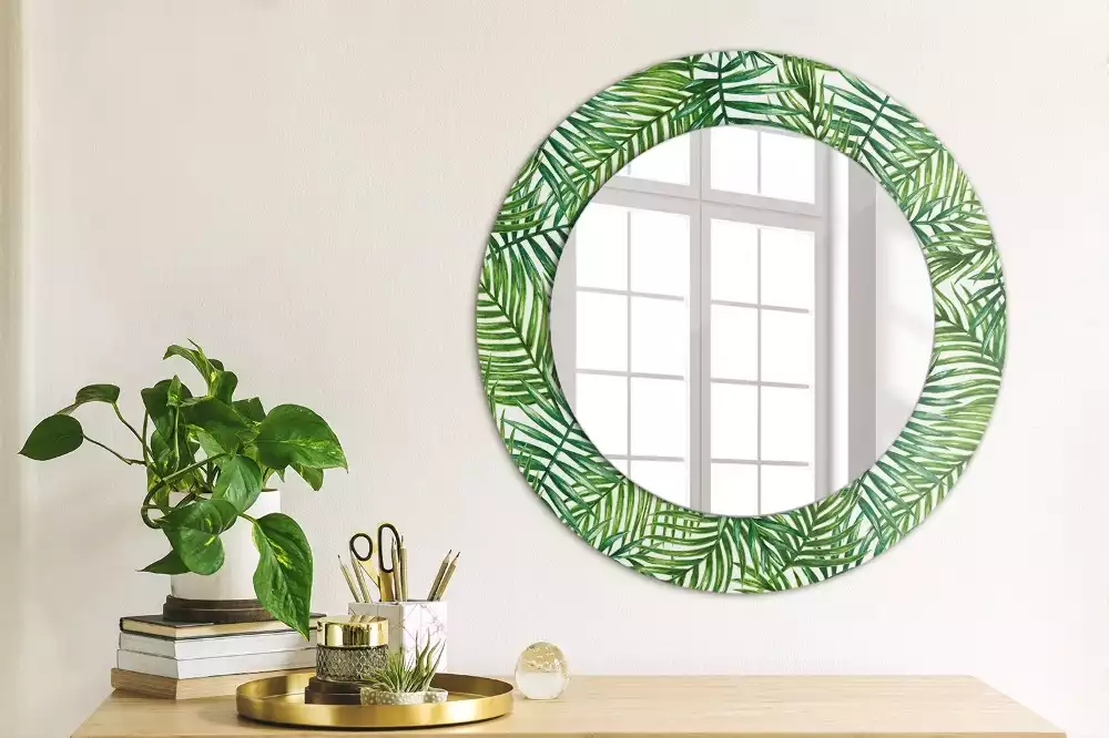 Miroir rond imprimé Palmier tropical