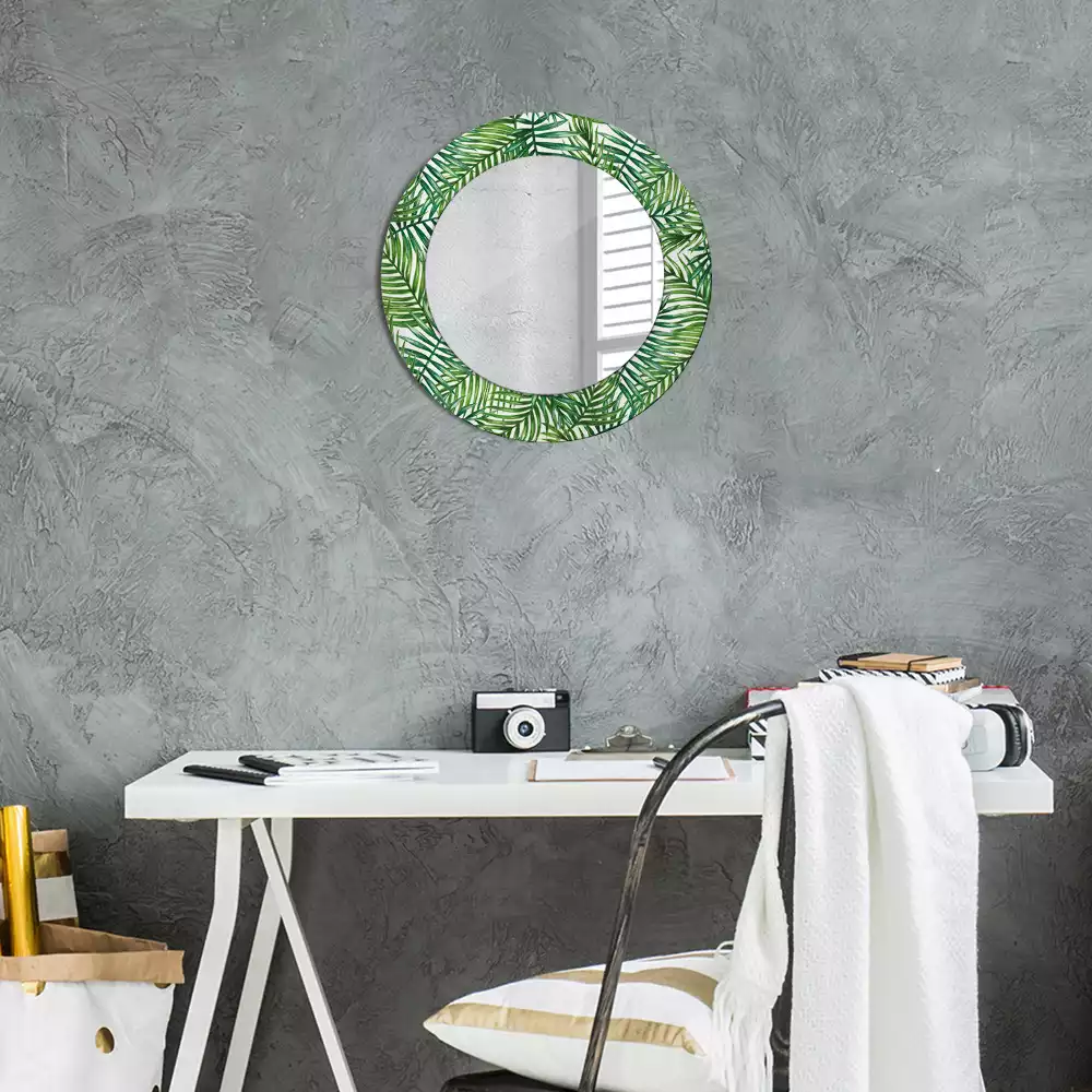 Miroir rond imprimé Palmier tropical