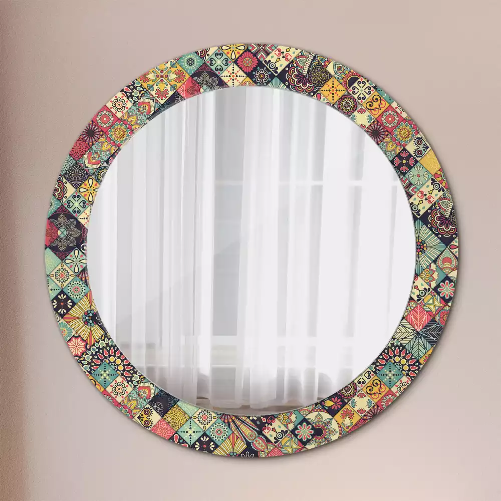 Miroir rond avec décoration Carreaux patchwork