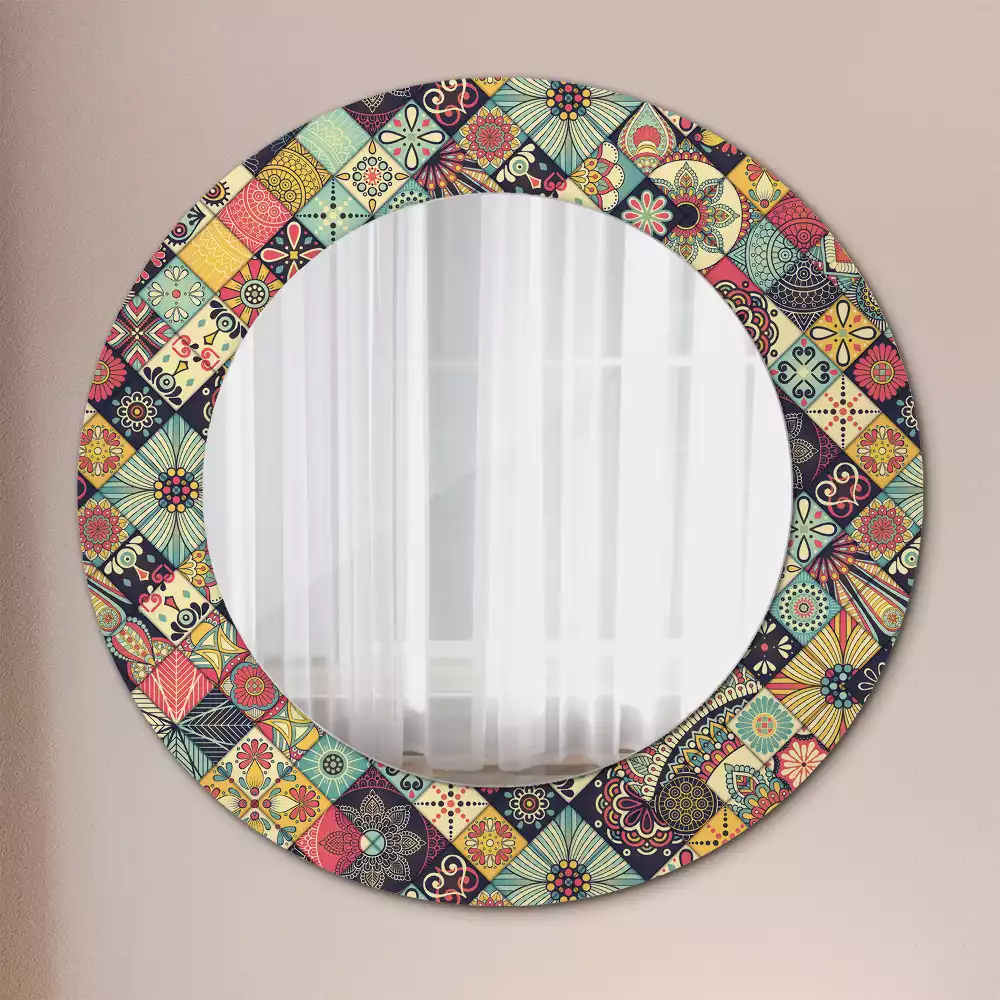 Miroir rond avec décoration Carreaux patchwork
