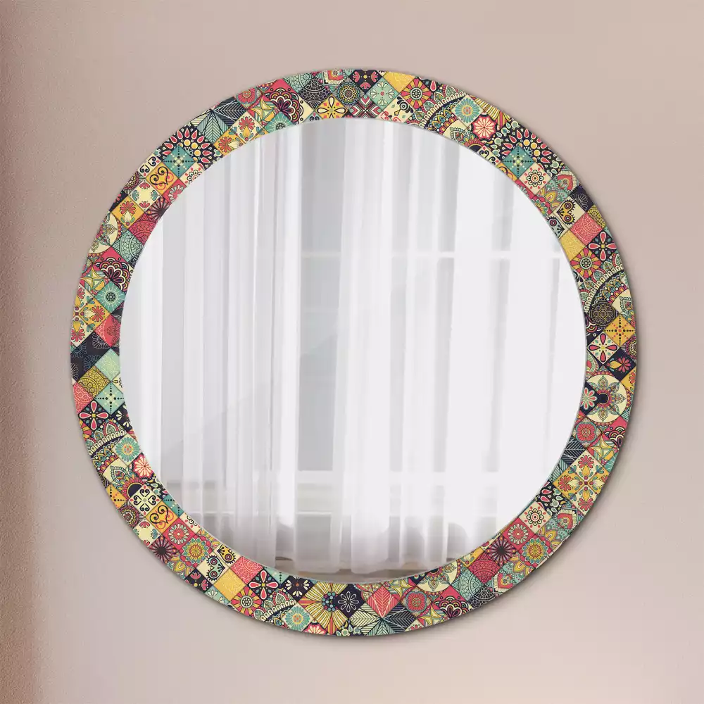Miroir rond avec décoration Carreaux patchwork